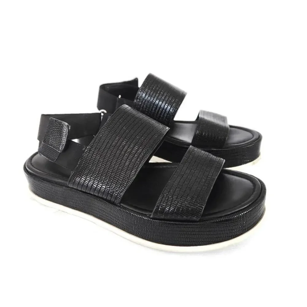 Via Spiga Gabourey2 Women's Black Leather Platform Sandals 8.5